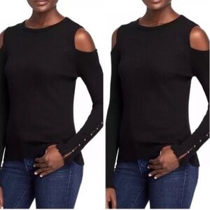 Current/Elliott Going Steady Cold Shoulder Black Sweater | Size Small